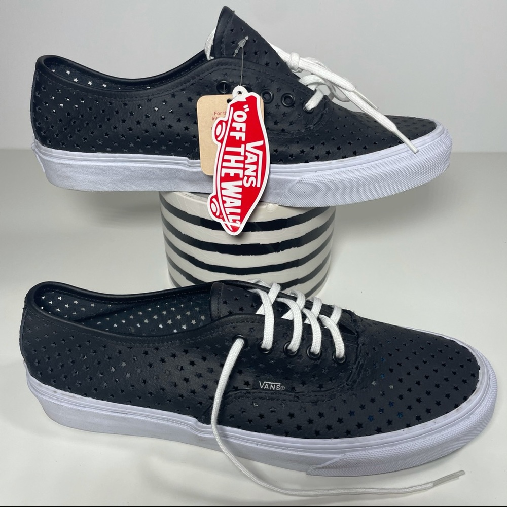 Vans Shoes size M8.5 W10 Leather perforated.
